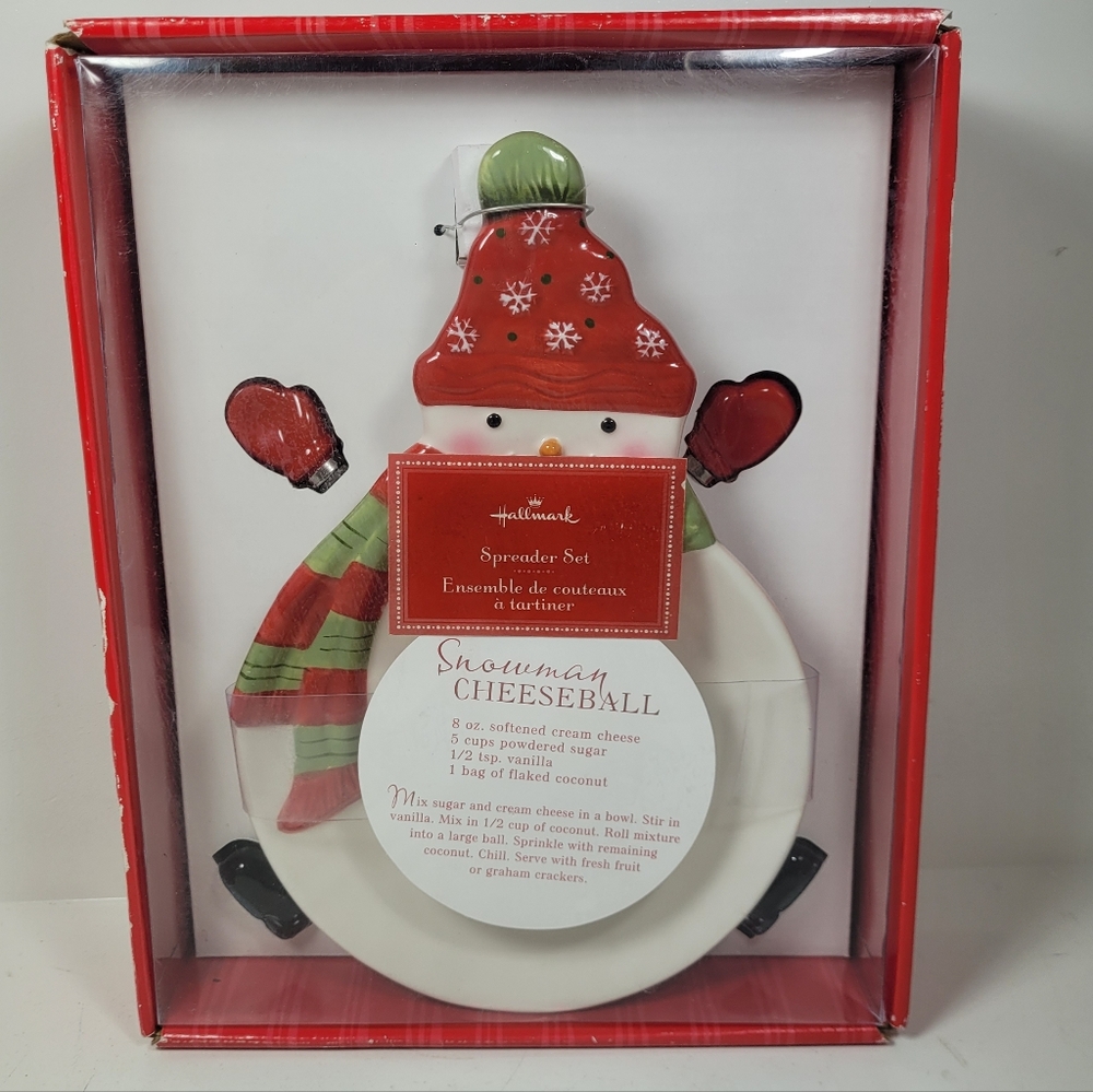 Hallmark Snowman Spreader Set with Red and Green Accents